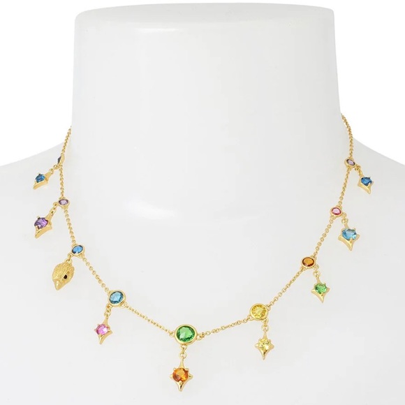 Signature Cubic Zirconia Rainbow Charm Collar Necklace - Picture 2 of 5